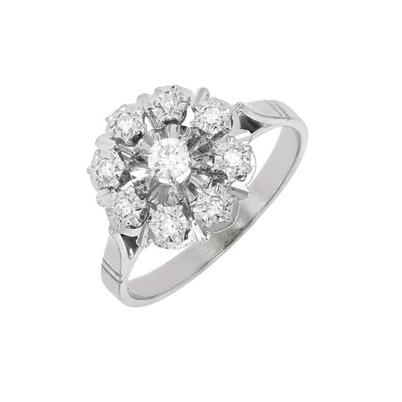 Acheter Bague vintage diamants 0.15 carat or blanc 3.46g Comme neuf - 900,00 € Bague vintage diamants 0.15 carat or blanc 3.46g Comme neuf - reconditionné disponible sur Gemme Les Bijoux